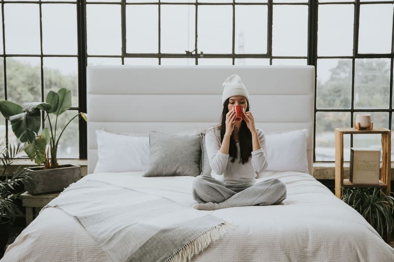 White vegan leather with a horizontal channel headboard