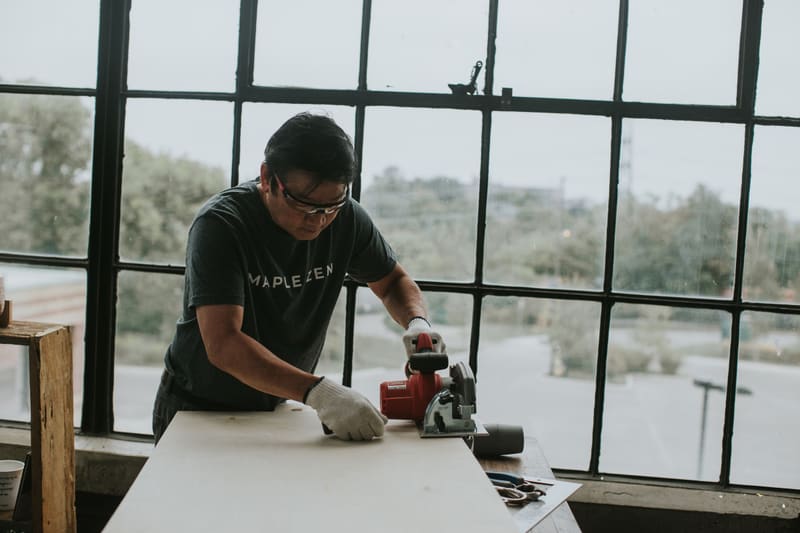 Cutting a board with a circular saw